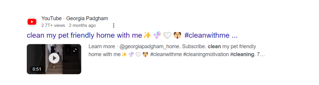 Dog cleaning search result with emoji